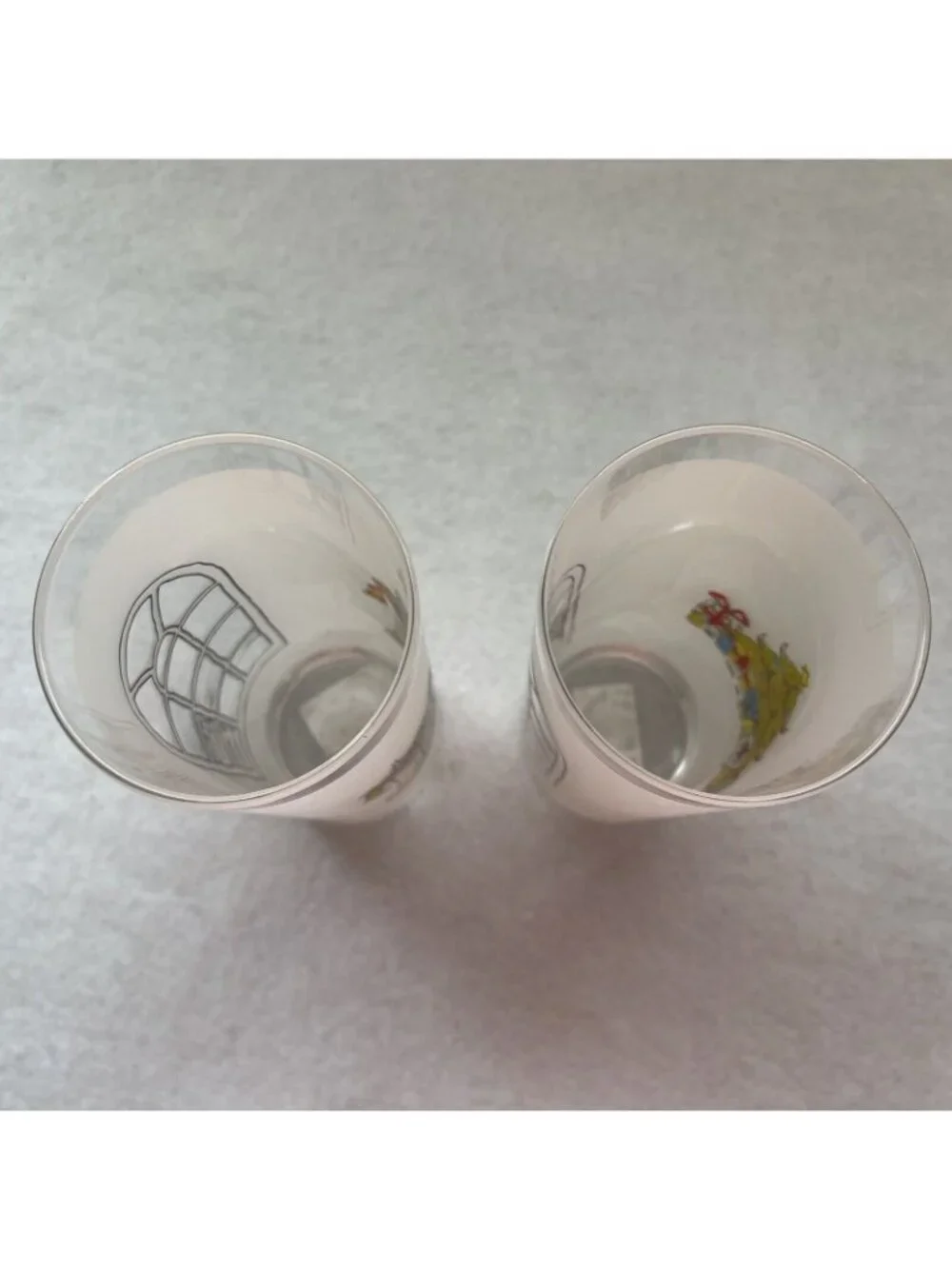 Christmas Frosted Highball Tumblers Window Scene Glasses Set Portugal Vintage